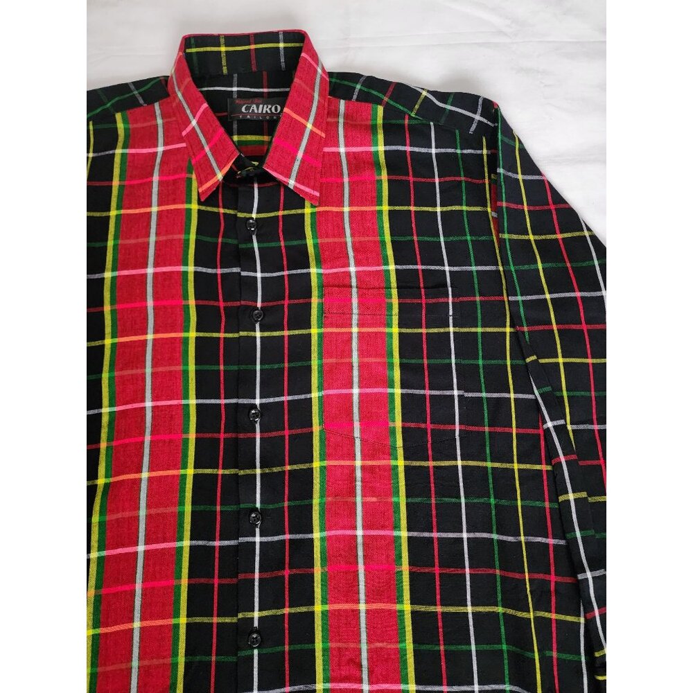 Majeed Bai CAIRO Tailors Men's Multicolor Plaid Long Sleeve Shirt Size XL - Picture 4 of 8